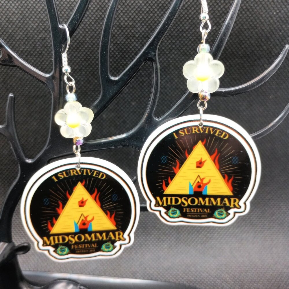 Midsommar A24 Earrings Pagan Folk Horror Festival Shudder I Survived Flowers